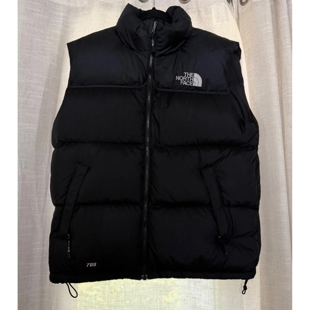 Vintage North Face Nuptse 700 Down Puffer Vest Packable Hood Men's Large Black